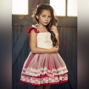 NWT Rare Dollcake Picture Perfect Girls Dress 12 Lace Red VTG style floral Red